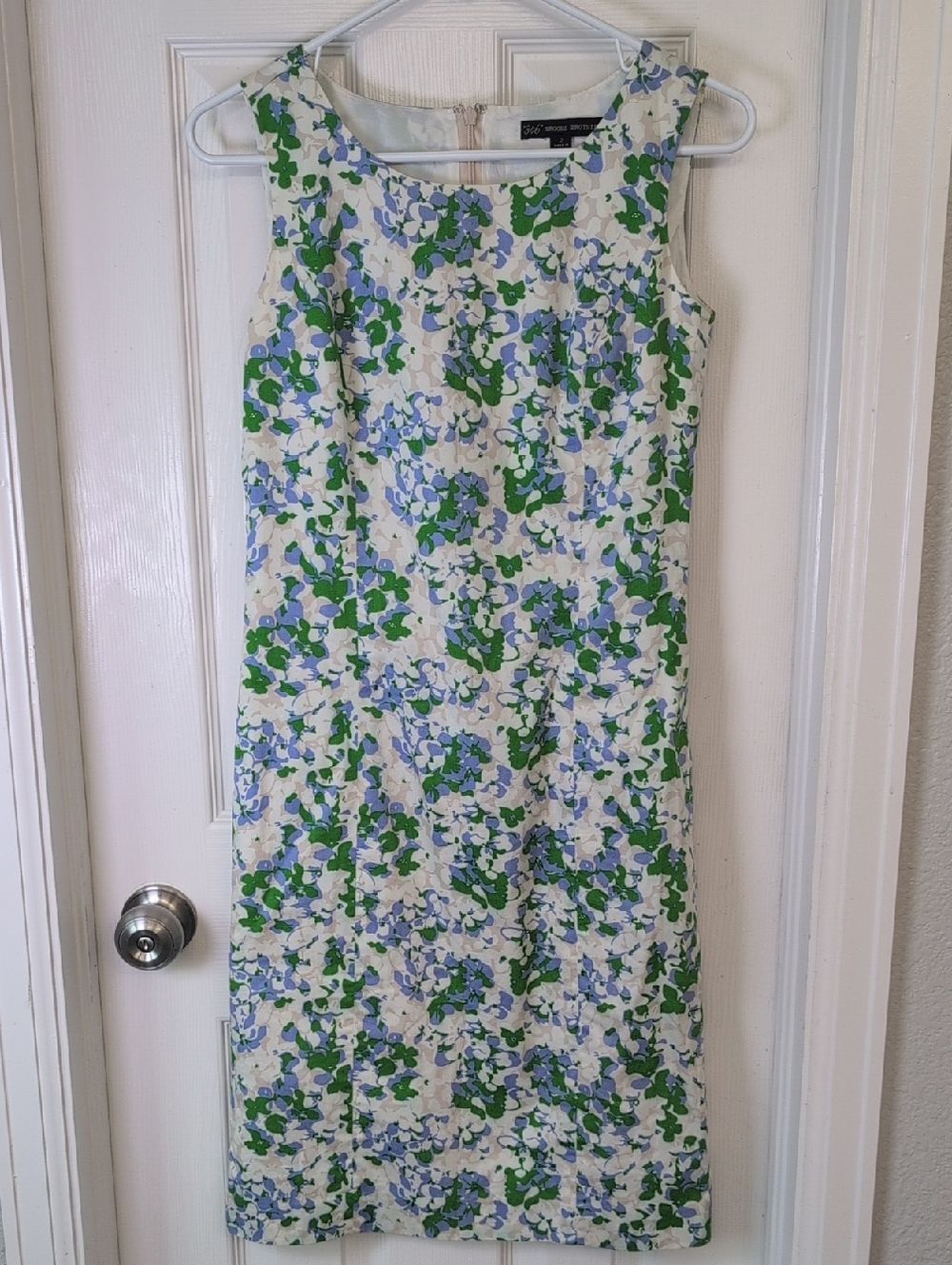 Brooks Brothers Sleeveless Floral Midi Dress - Blue, Green & Cream